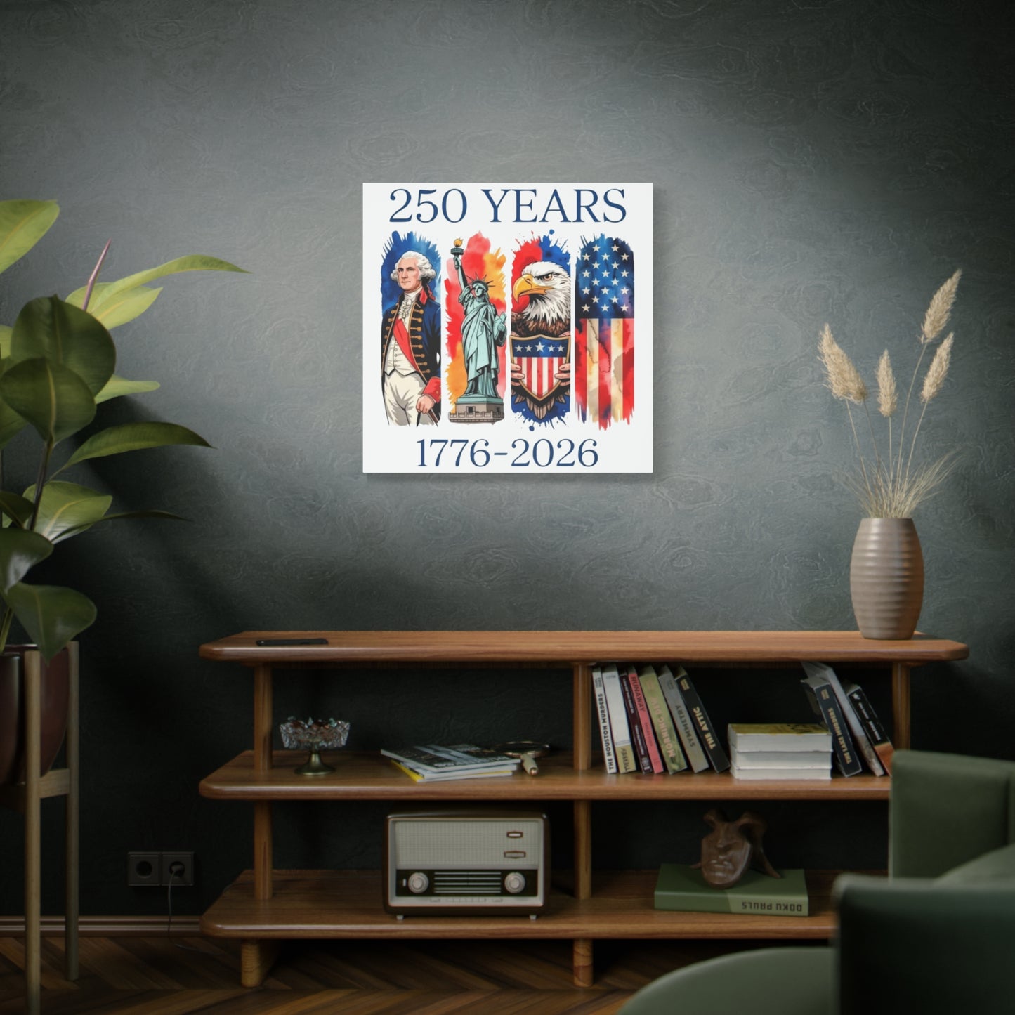 #250 250 Years American History Celebration 1776–2026 Patriotic Matte Canvas Wall Art