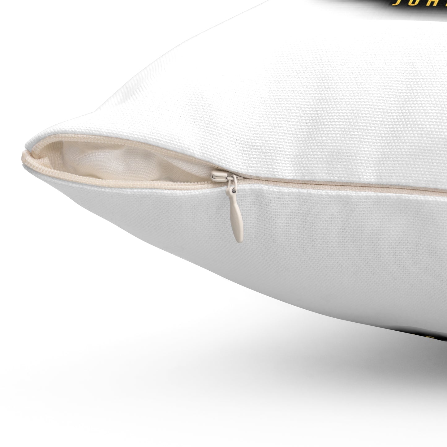 Blessed • Saved • Loved by Jesus Square Pillow — Christian Faith Decor (John 3:16)
