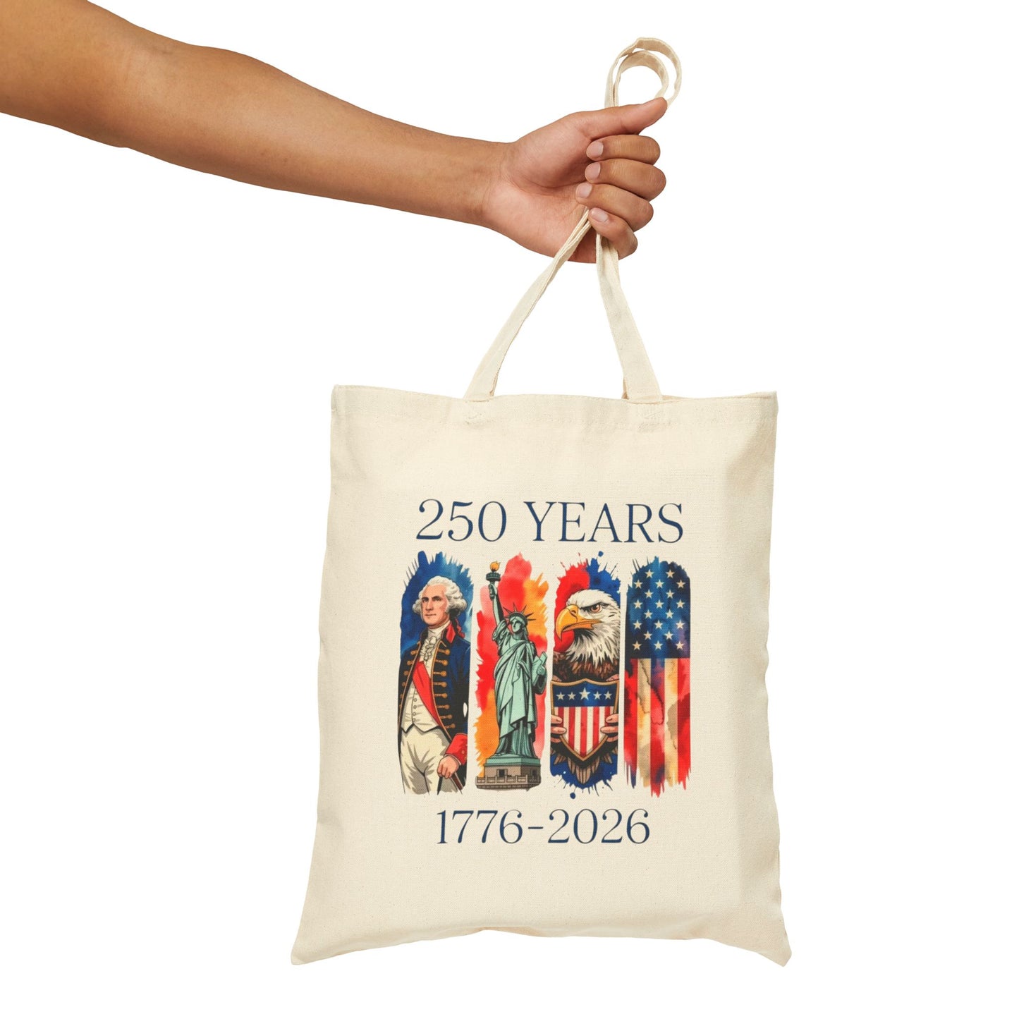 #250 250 Years American History Celebration 1776–2026 Patriotic Canvas Tote