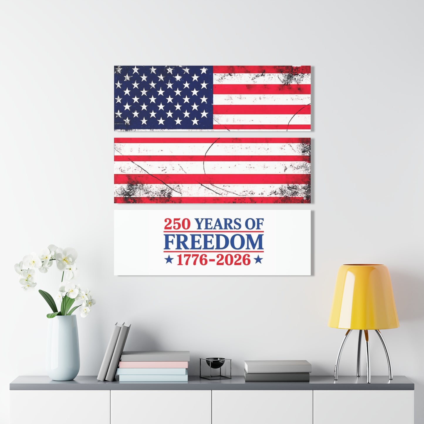 #250 250 Years of Freedom 1776 - 2026 Triptych Acrylic Wall Art — Patriotic America Flag Decor