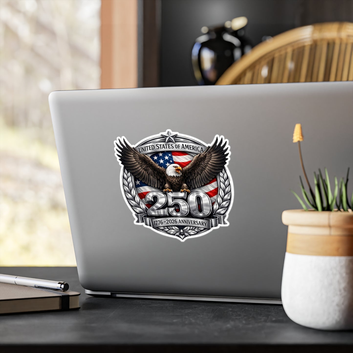 #250 Patriotic Bald Eagle 250 United States Emblem Vinyl Kiss-Cut Decal