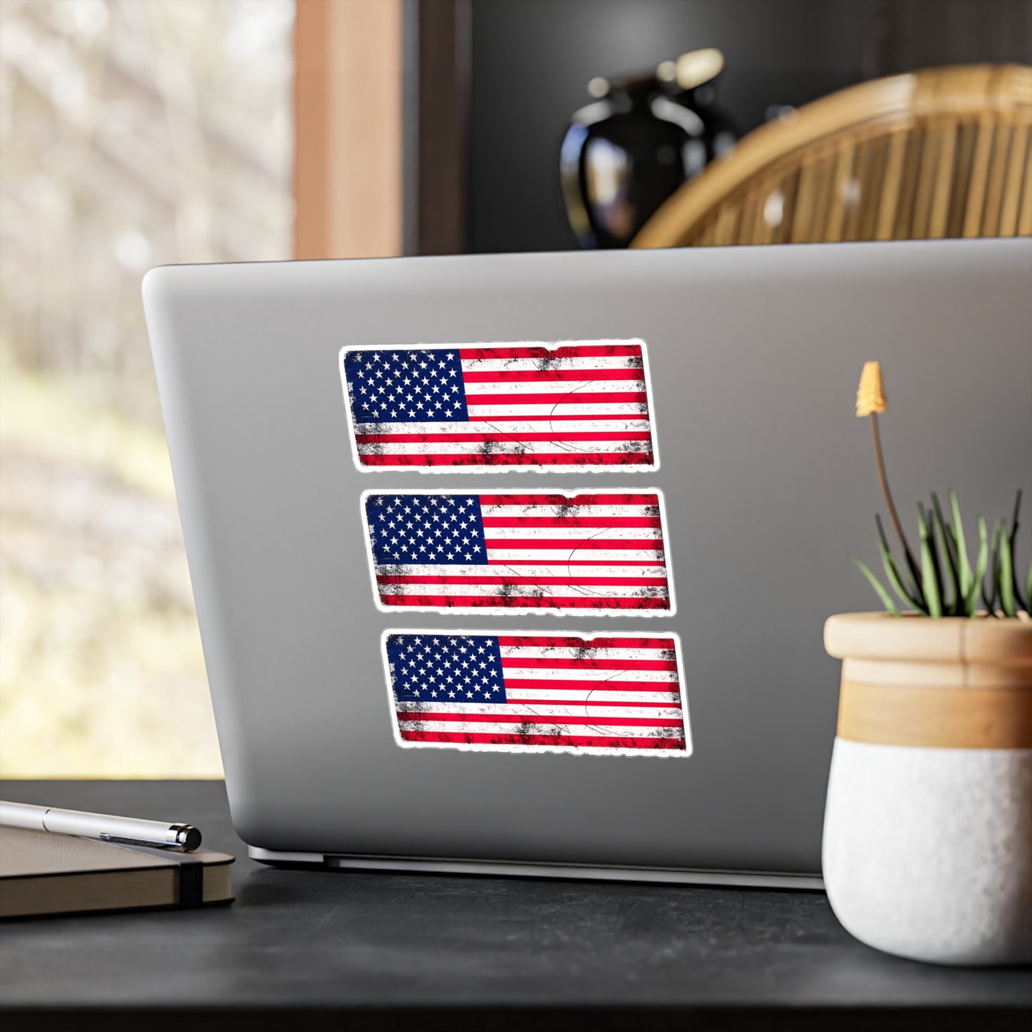 #250 Distressed American Flag Vinyl Decal — Kiss-Cut USA Sticker