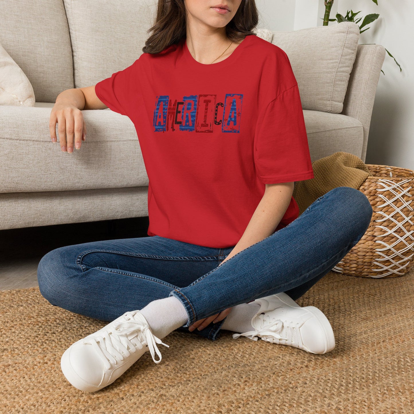 #250 America Retro Block Text Patriotic T-Shirt