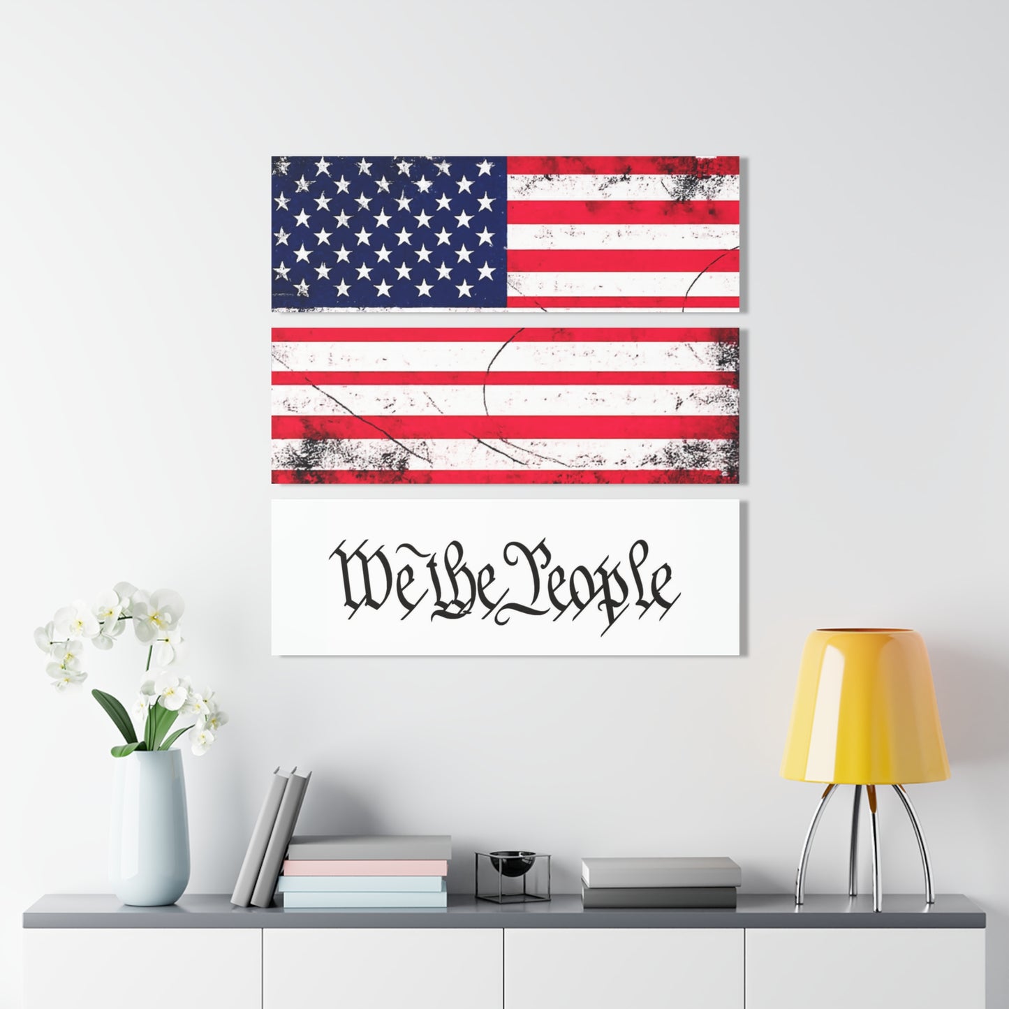 #250 We The People Triptych Acrylic Wall Art — Patriotic America Flag Decor