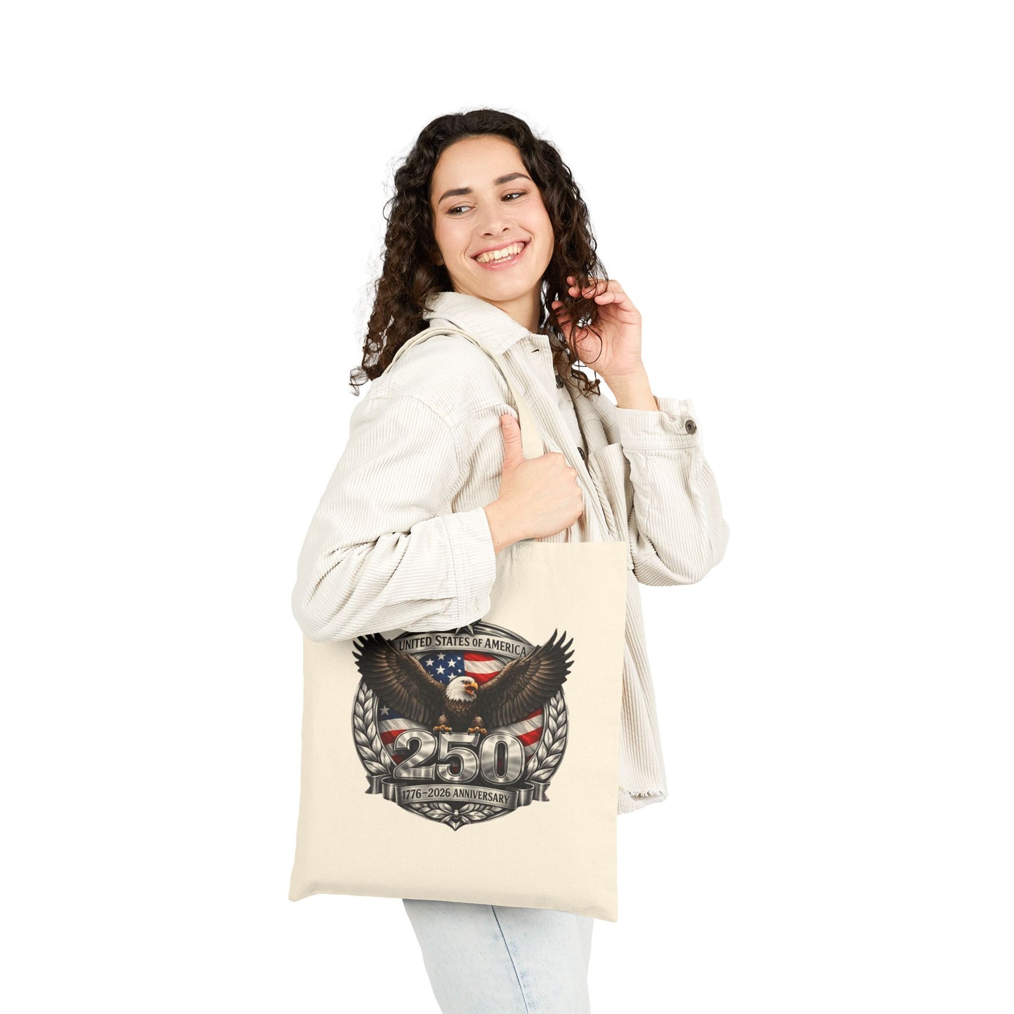 #250 Patriotic Bald Eagle 250 United States Emblem Canvas Tote