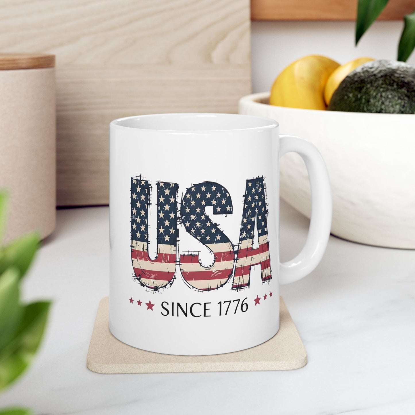 #250 USA Flag "USA Since 1776" Patriotic 'Ceramic Mug Coffee Cup (11oz, 15oz)