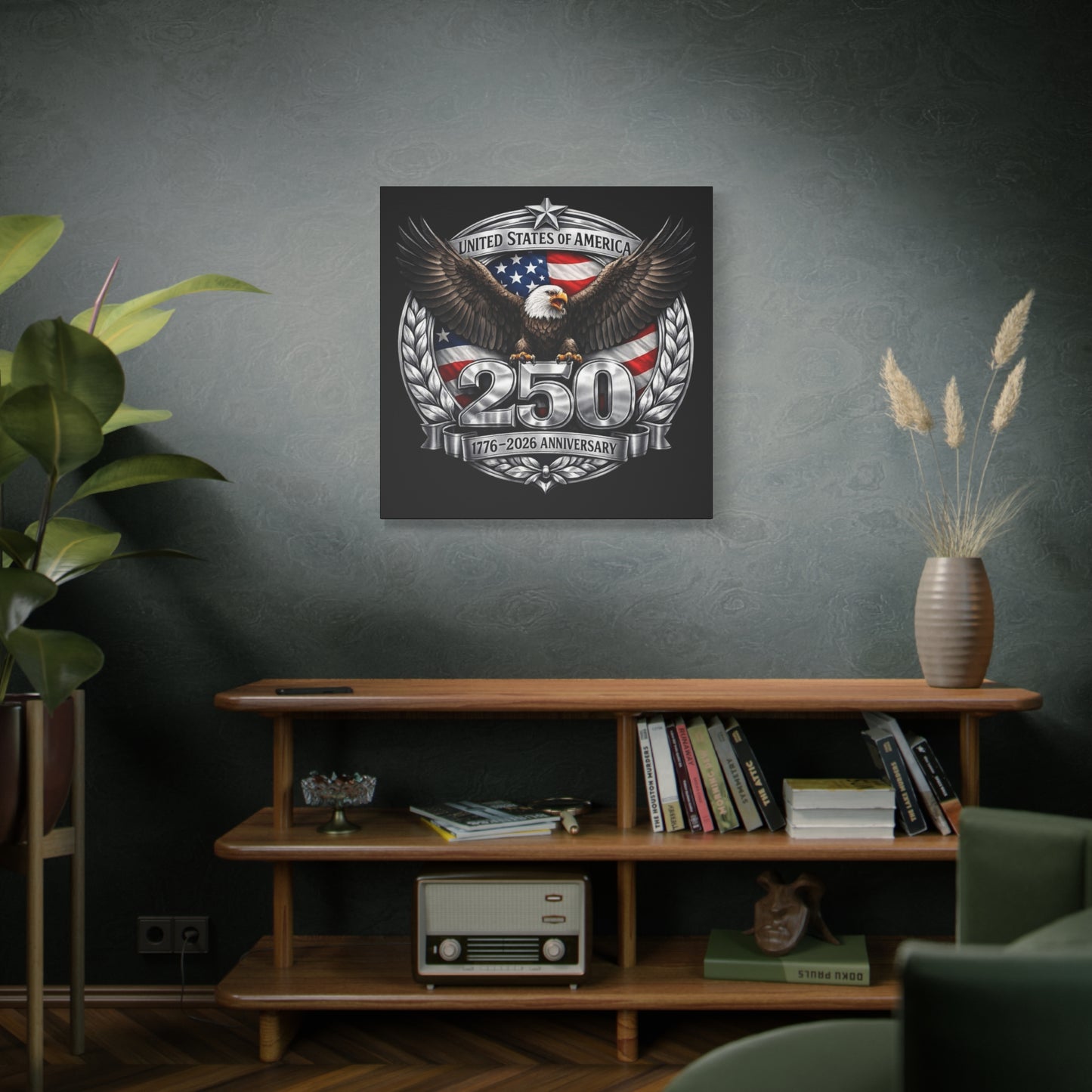 #250 Patriotic Bald Eagle 250 United States Emblem Matte Canvas Wall Art