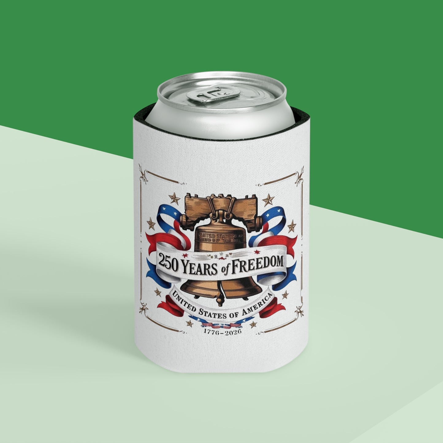 #250 250 Years of Freedom Liberty Bell Can Cooler - Beverage Koozie