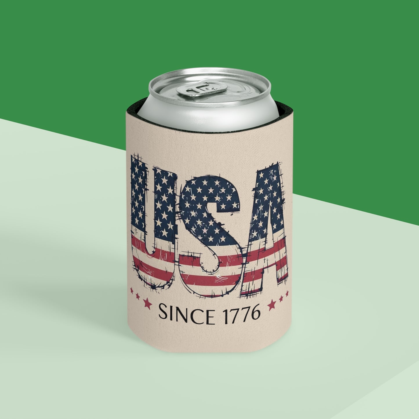 #250 USA Flag "USA Since 1776" Patriotic Can Cooler - Beverage Koozie