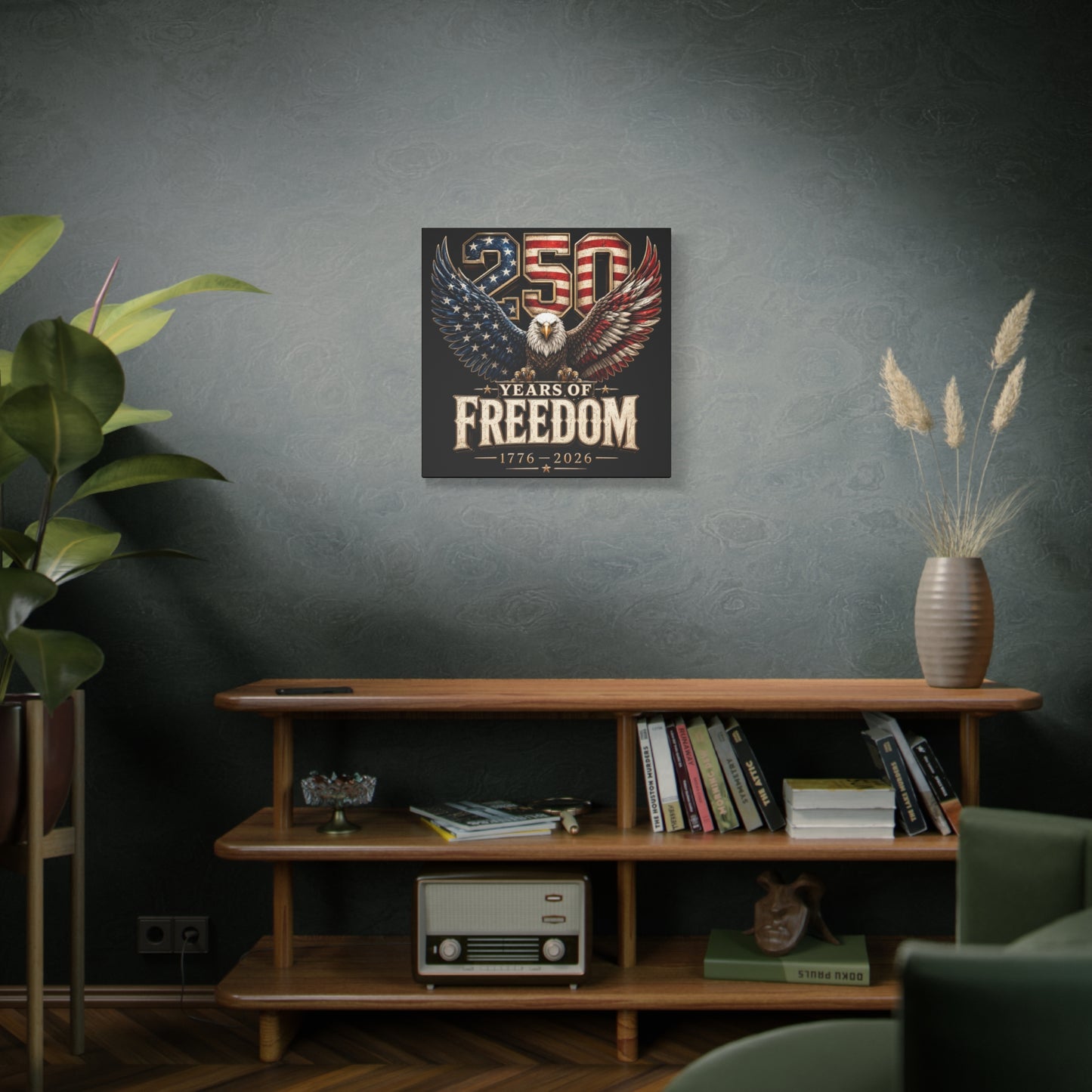 #250 250 Years of Freedom Eagle Patriotic American Flag Anniversary (1776–2026) Matte Canvas Wall Art
