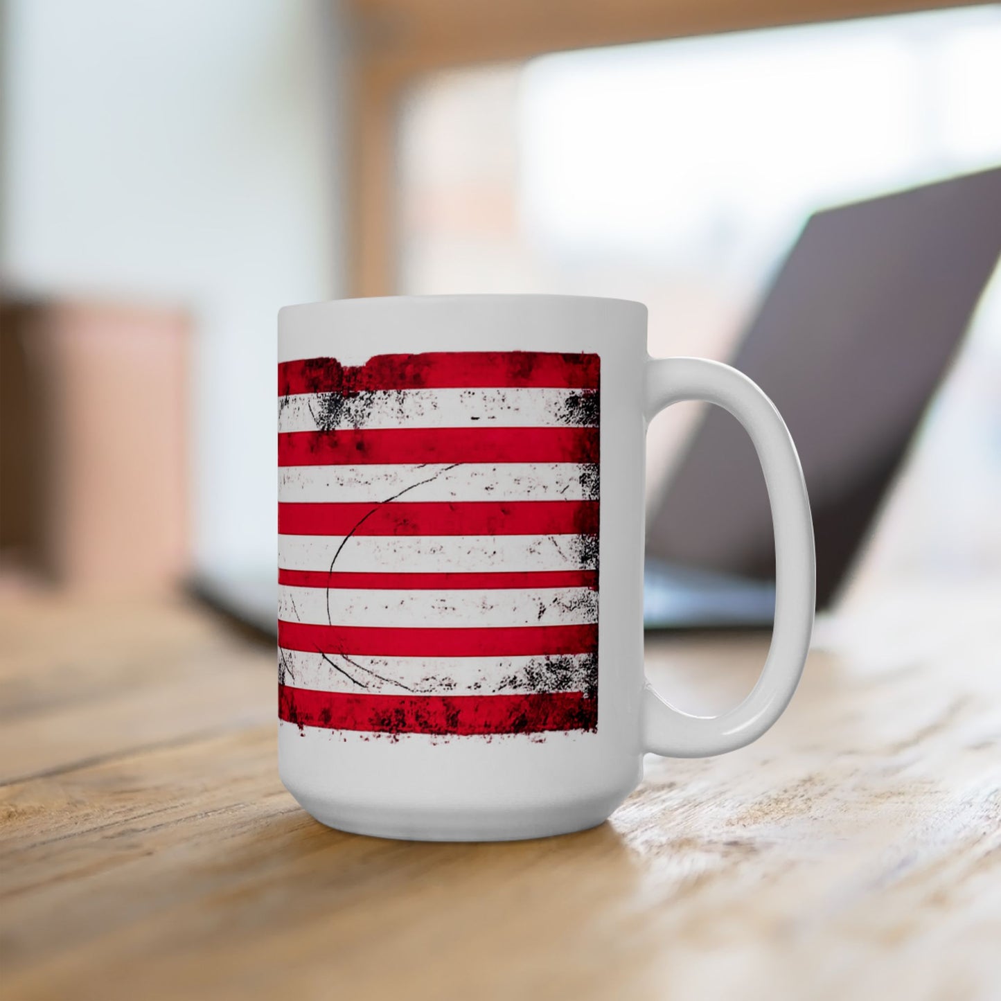 #250 Distressed American Flag Ceramic Mug — Patriotic (11oz, 15oz) Coffee Cup