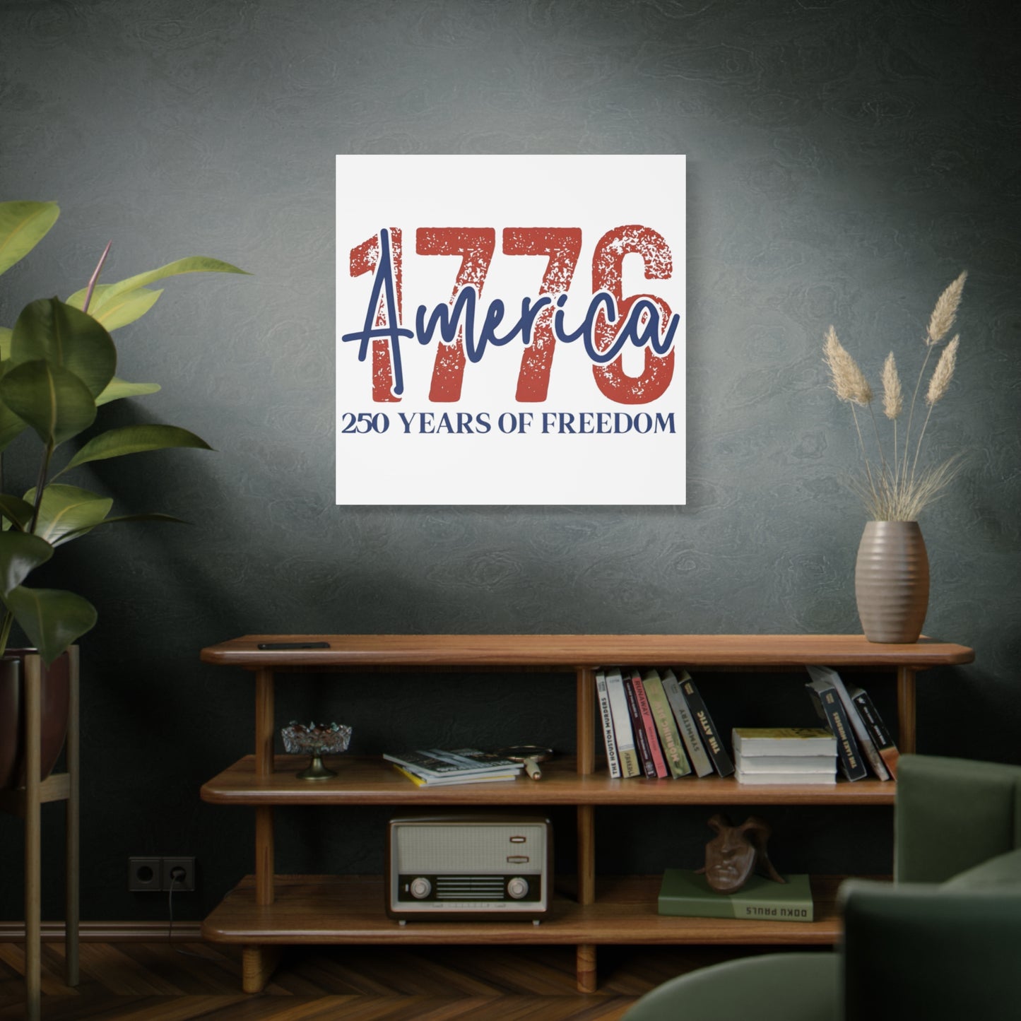 #250 1776 America: 250 Years of Freedom' Patriotic Independence Day Matte Canvas Wall Art