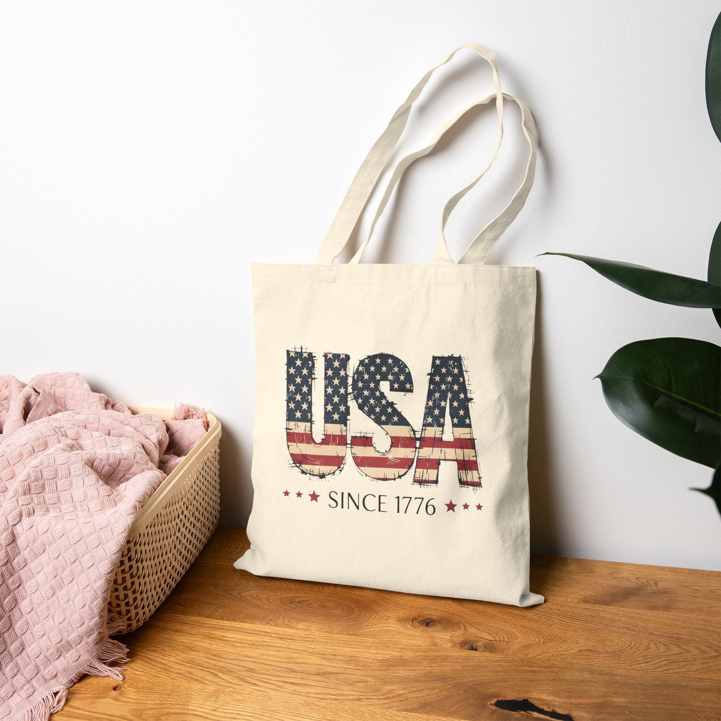 #250 USA Flag "USA Since 1776" Patriotic Canvas Tote