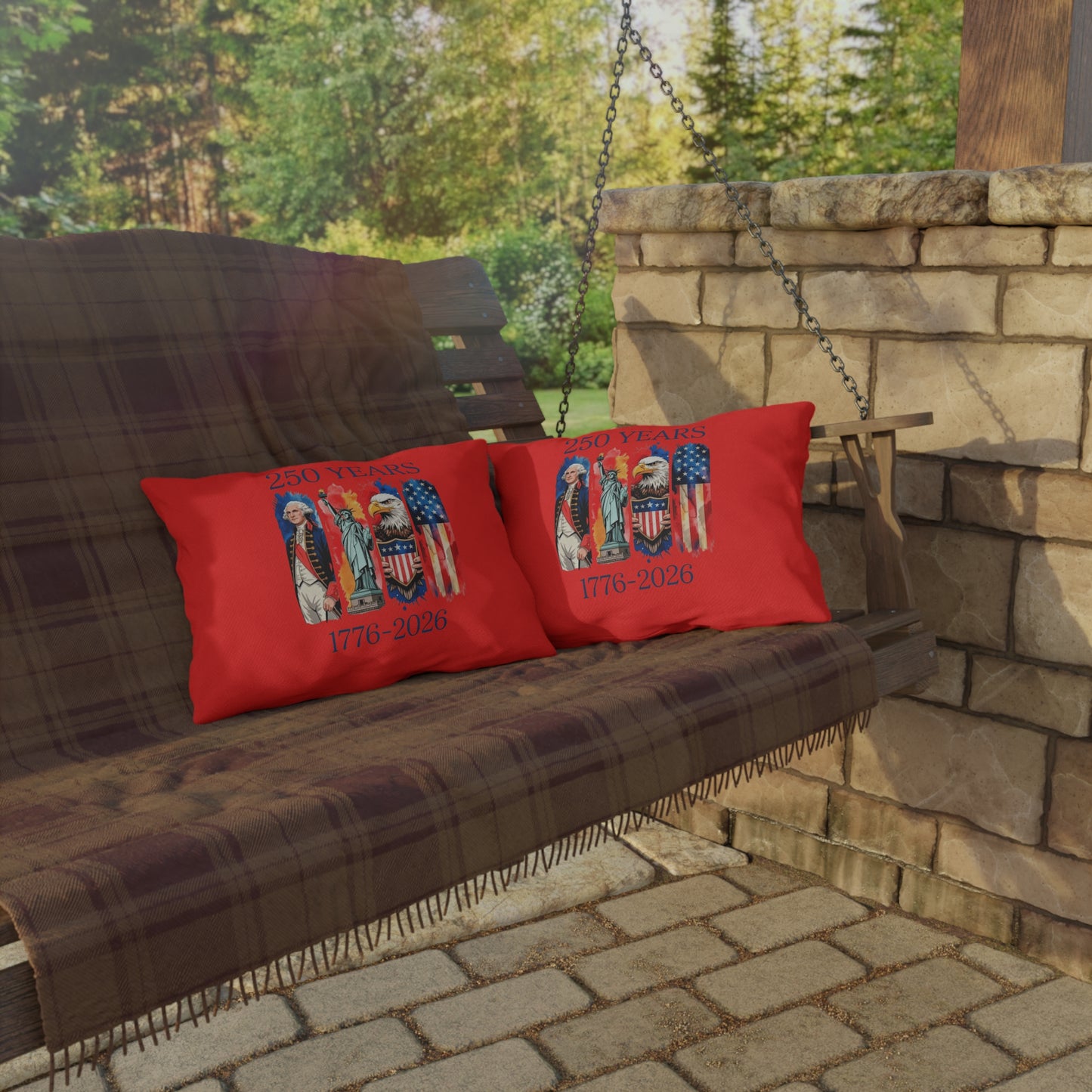 #250 250 Years American History Celebration 1776–2026 Patriotic Outdoor Throw Pillow