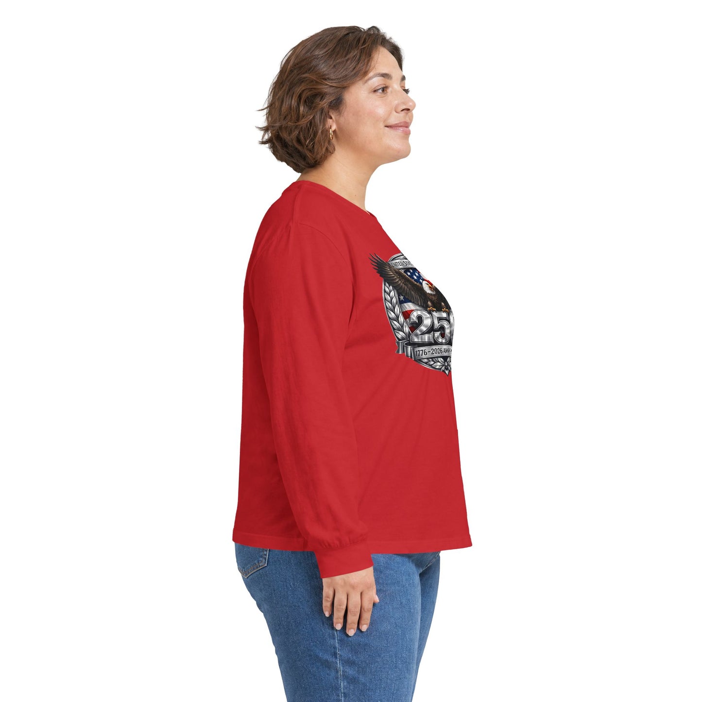 #250 Patriotic Bald Eagle 250 United States Emblem Long Sleeve Tee