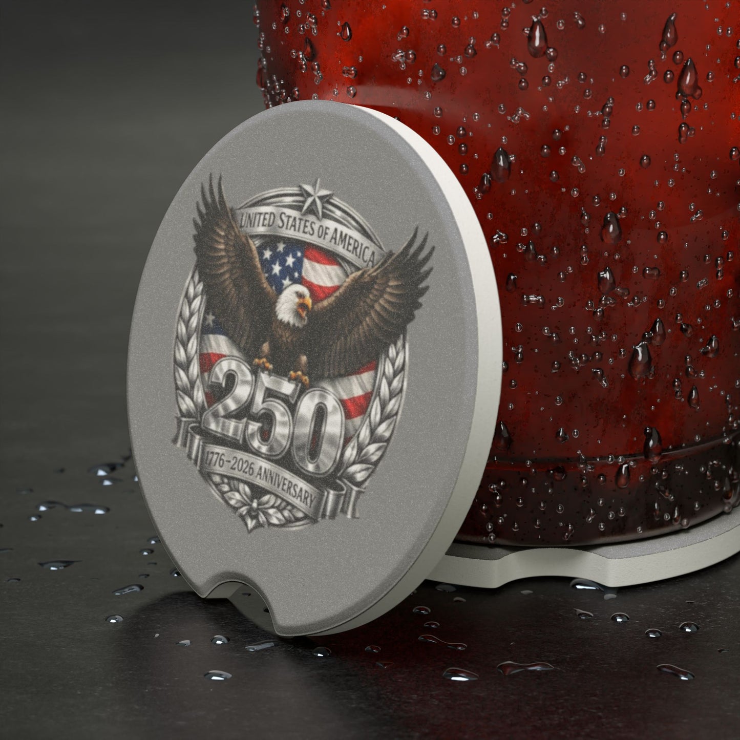 #250 Patriotic Bald Eagle 250 United States Emblem Car Coaster Insert