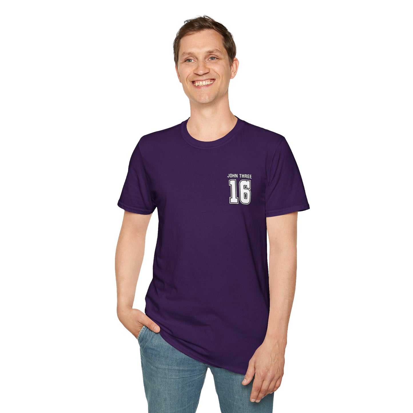 John Three 16 Chest and Back Jersey Print with Scripture Tee