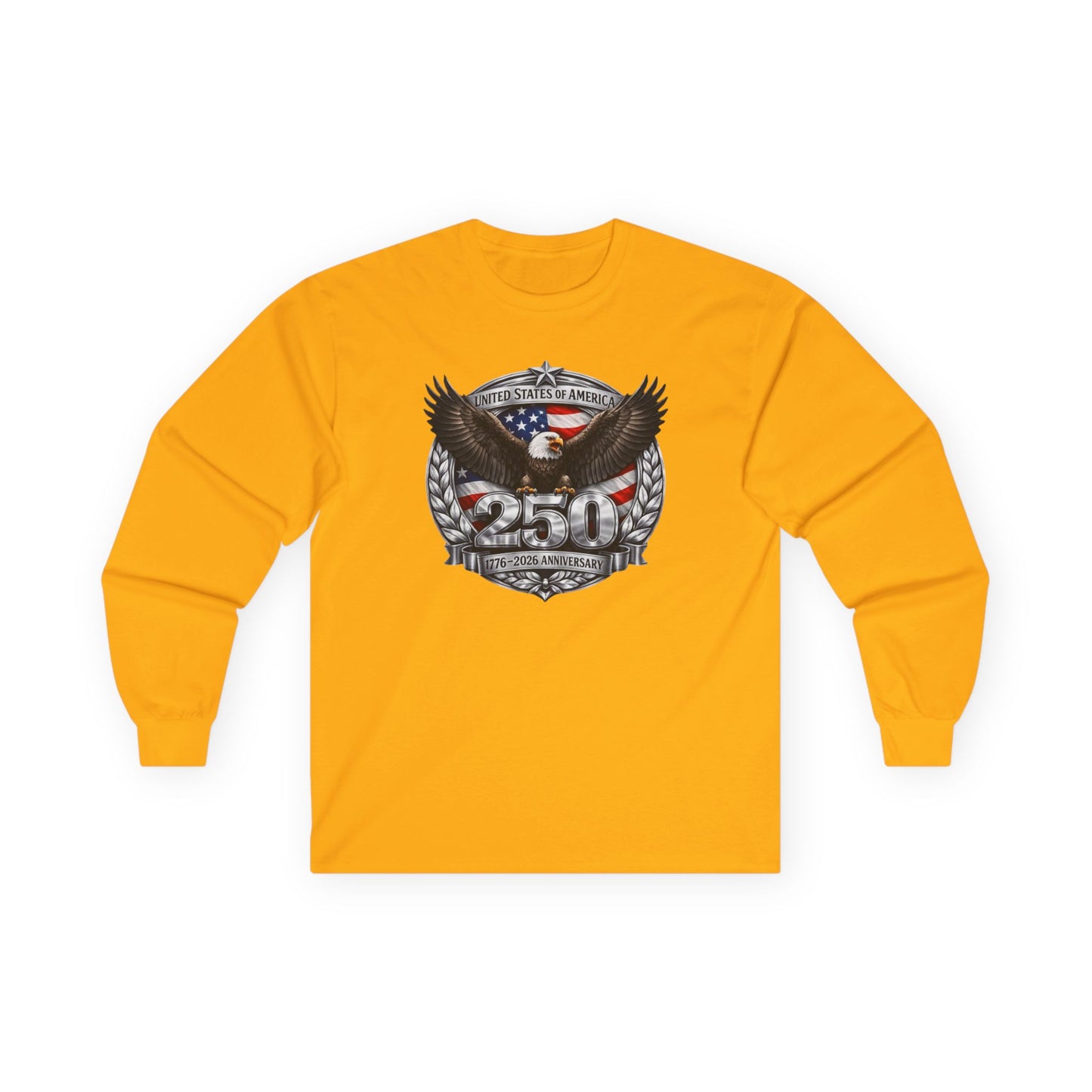 #250 Patriotic Bald Eagle 250 United States Emblem Long Sleeve Tee