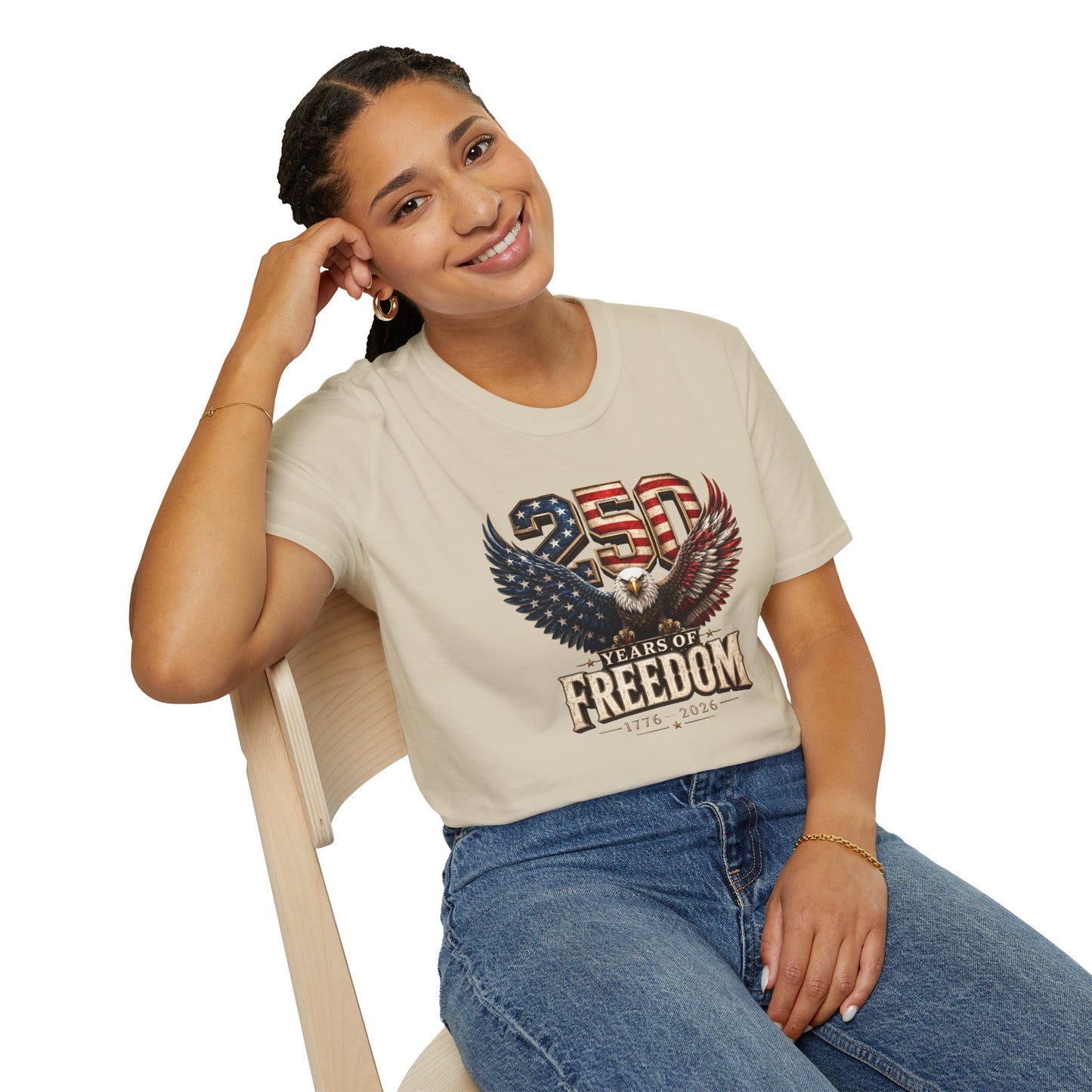 #250 250 Years of Freedom Eagle Patriotic American Flag Anniversary (1776–2026) T-Shirt