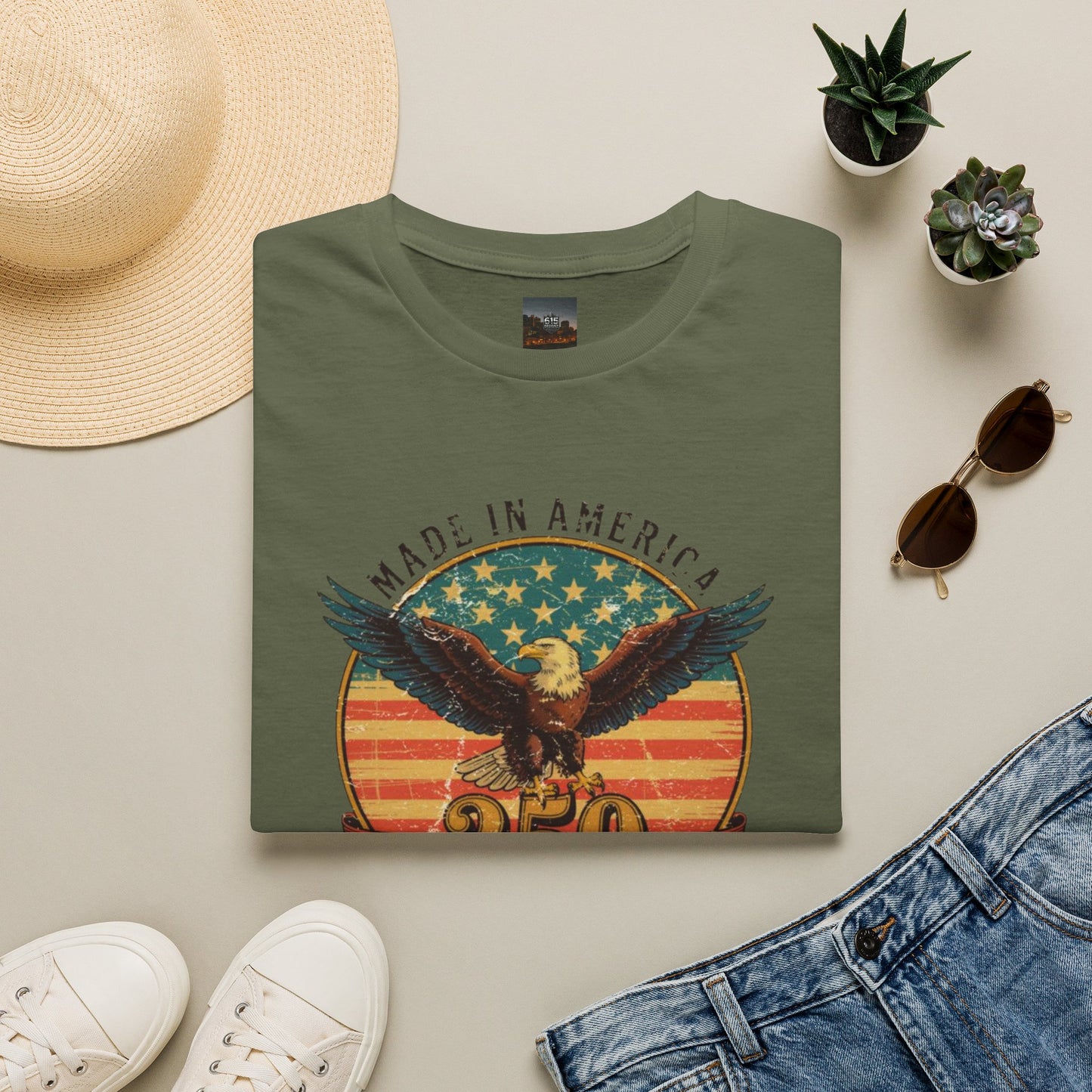 #250 Made in America Eagle 250th Anniversary Patriotic T-Shirt