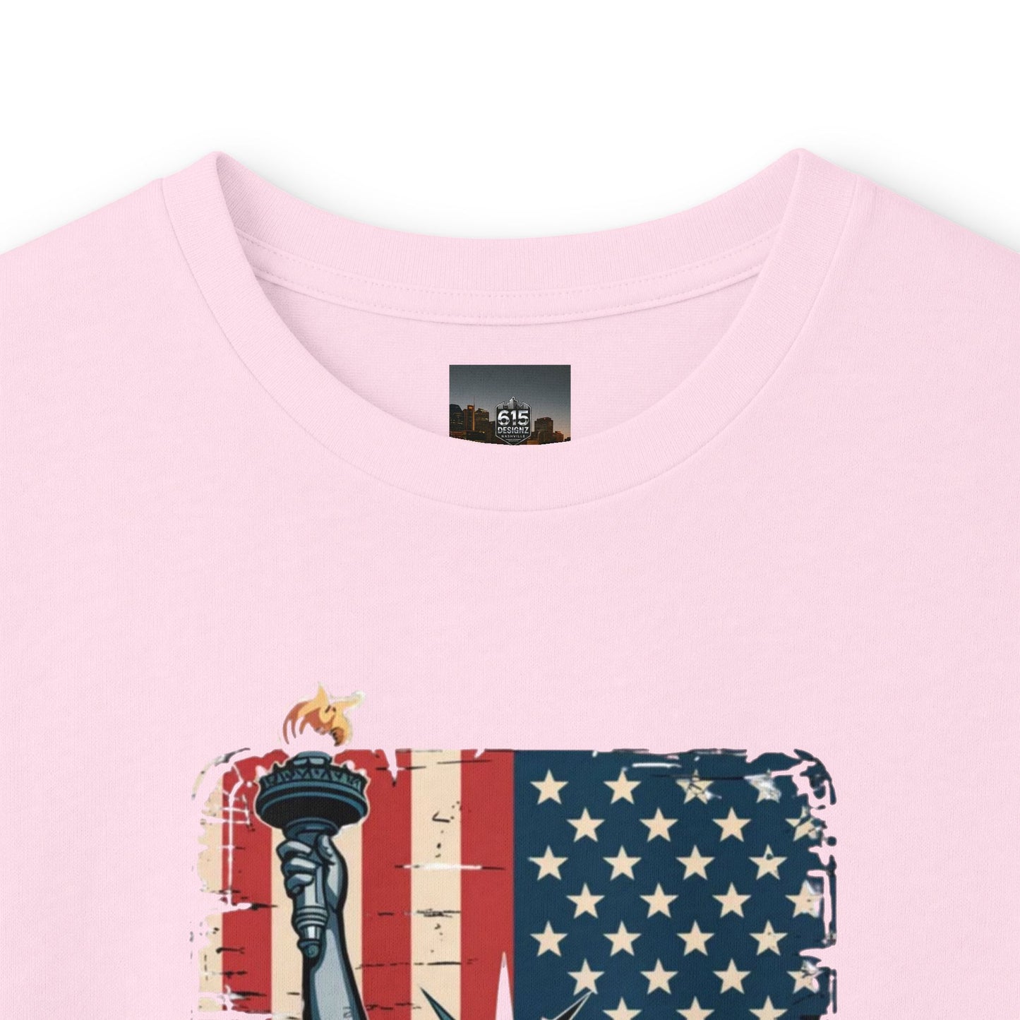 #250 Statue of Liberty American Flag 'America' Patriotic Independence Day Long Sleeve Tee
