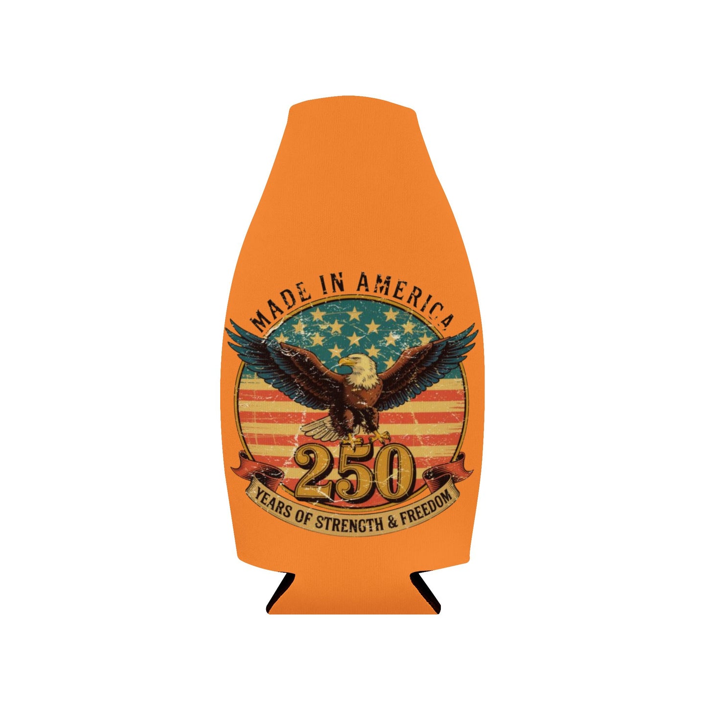 #250 Made in America Eagle 250th Anniversary Patriotic Zip-Up Bottle Cooler Sleeve Koozie