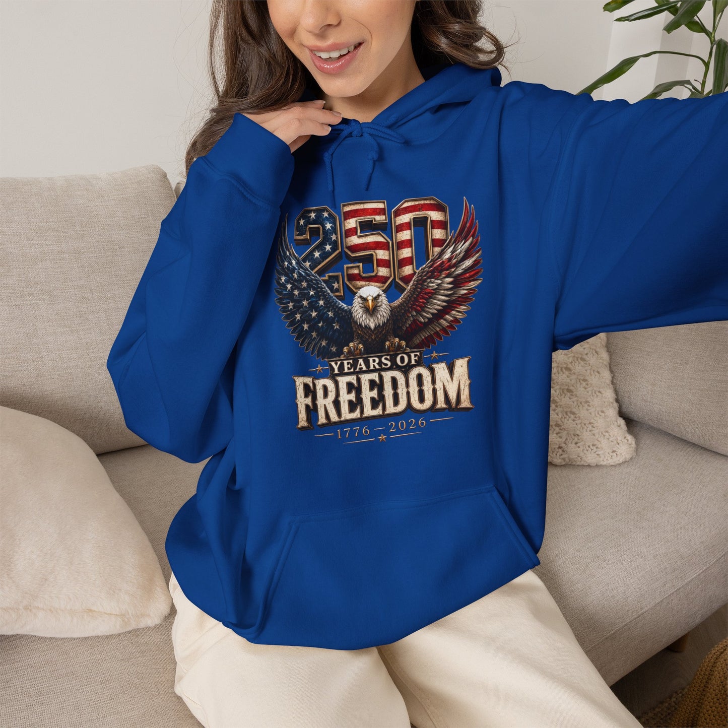 #250 250 Years of Freedom Eagle Patriotic American Flag Anniversary (1776–2026) Patriotic Hoodie