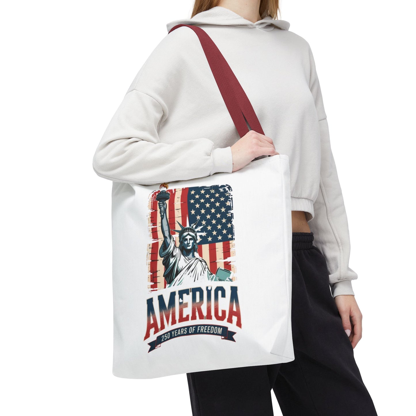 #250 Statue of Liberty American Flag 'America' Patriotic Independence Day Tote Bag