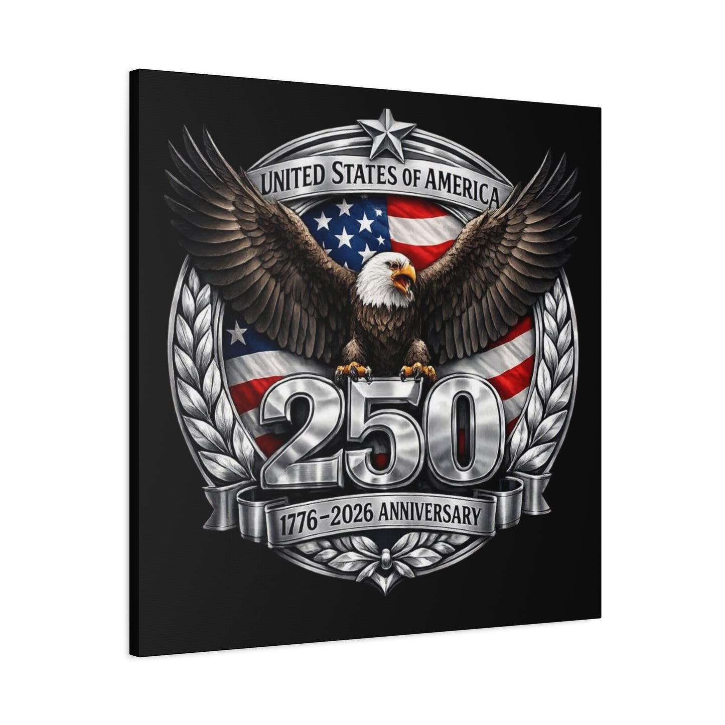 #250 Patriotic Bald Eagle 250 United States Emblem Matte Canvas Wall Art