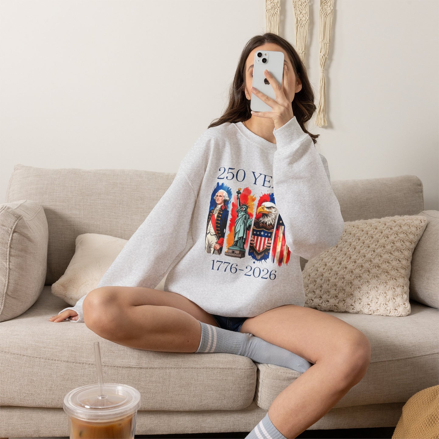 #250 250 Years American History Celebration 1776–2026 Patriotic Crewneck Sweatshirt