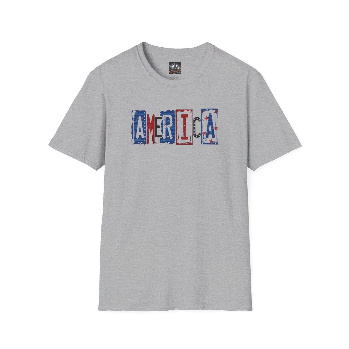 #250 America Retro Block Text Patriotic T-Shirt