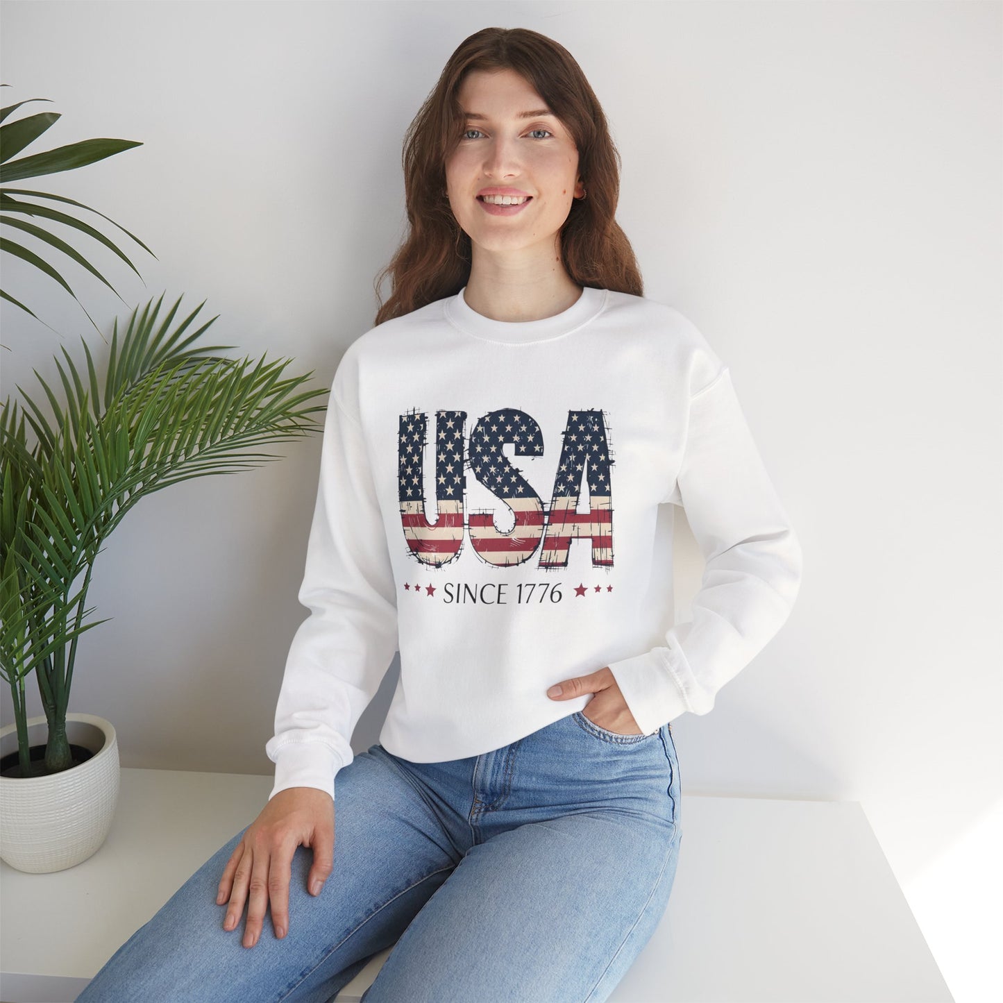 #250 USA Flag "USA Since 1776" Patriotic Crewneck Sweatshirt