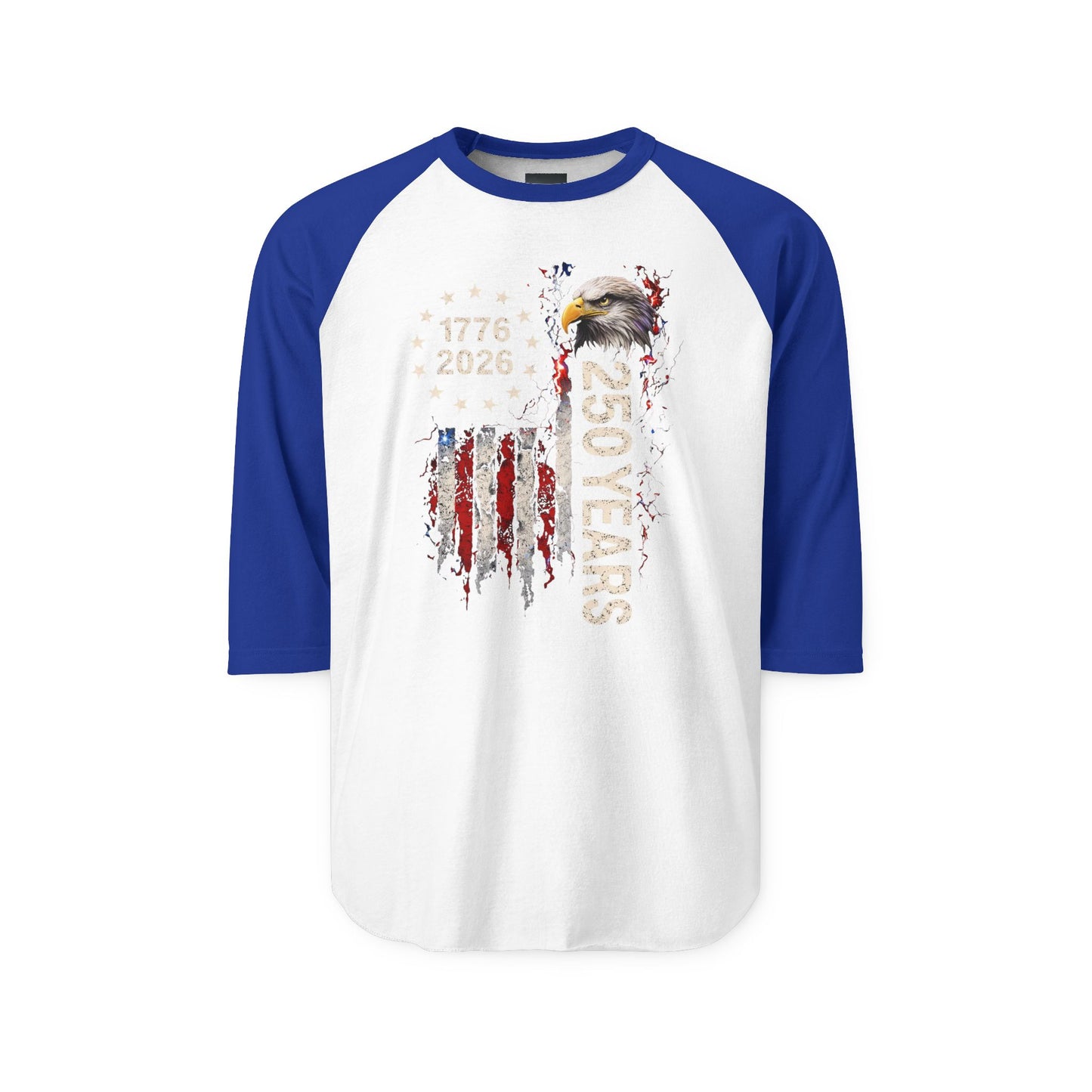 #250 1776-2026 250 Years USA Bicentennial Eagle Raglan Shirt Baseball Tee