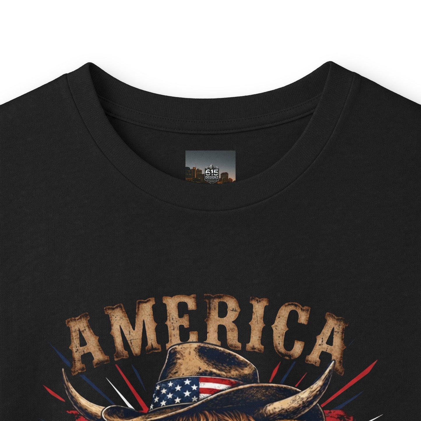 #250 America 250 Strong Patriotic Bull with American Flag Long Sleeve Tee
