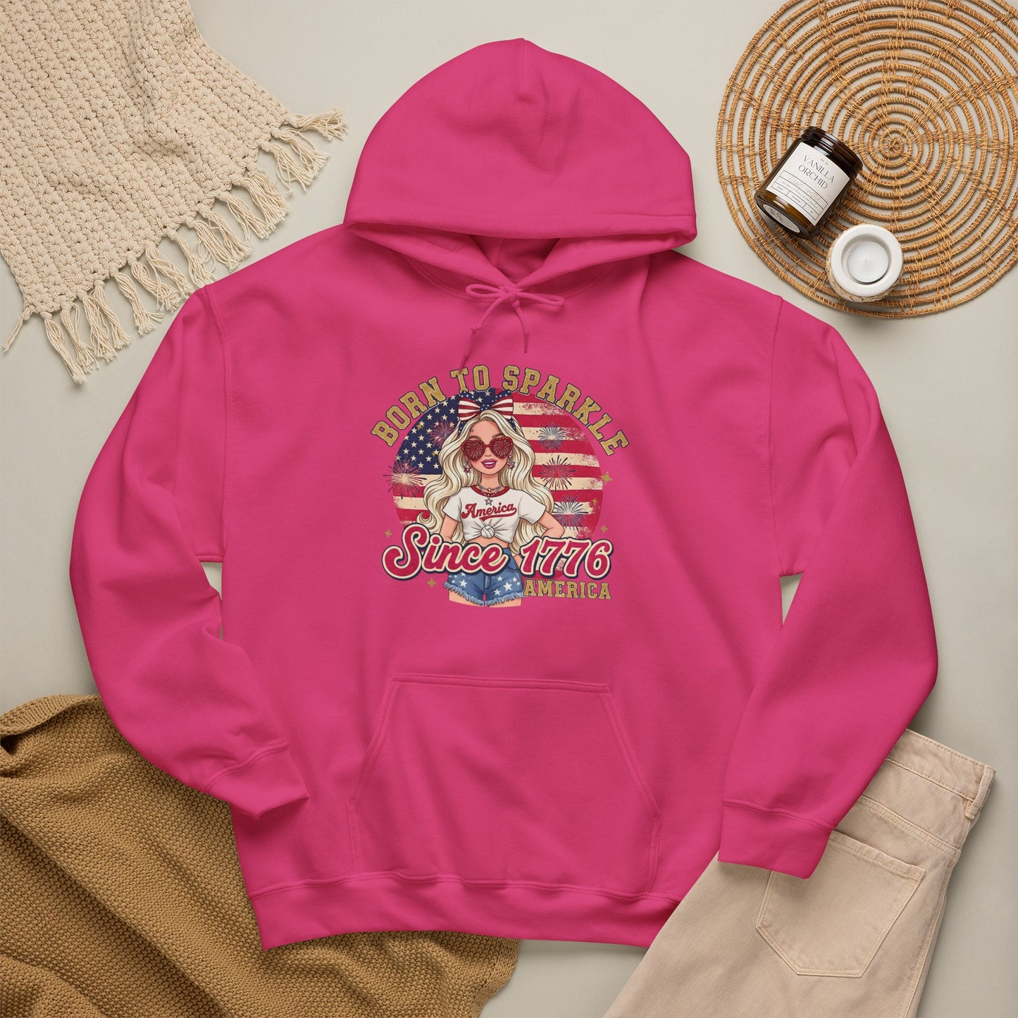 #250 "Born to Sparkle Since 1776" Patriotic Hoodie