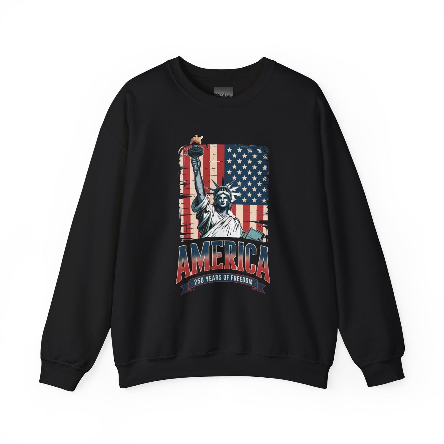 #250 Statue of Liberty American Flag 'America' Patriotic Independence Day Crewneck Sweatshirt