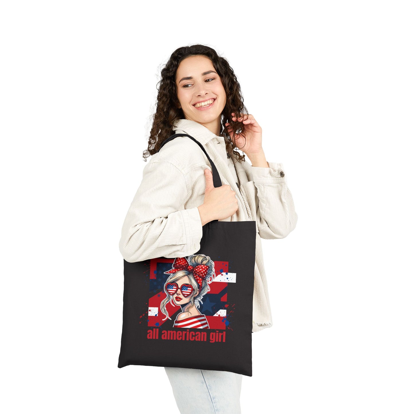 #250 All American Girl Patriotic Canvas Tote Bag