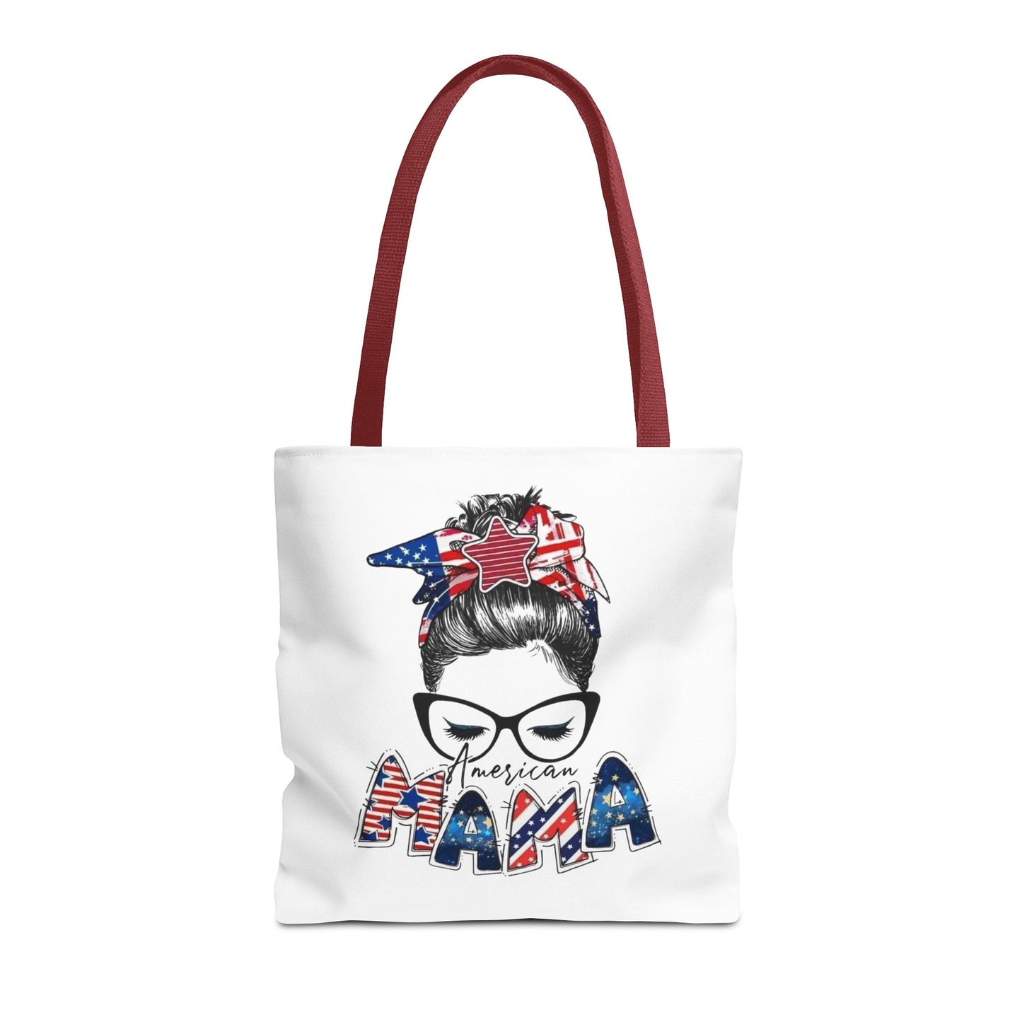 #250 Mama USA Flag Messy Bun Tote Bag