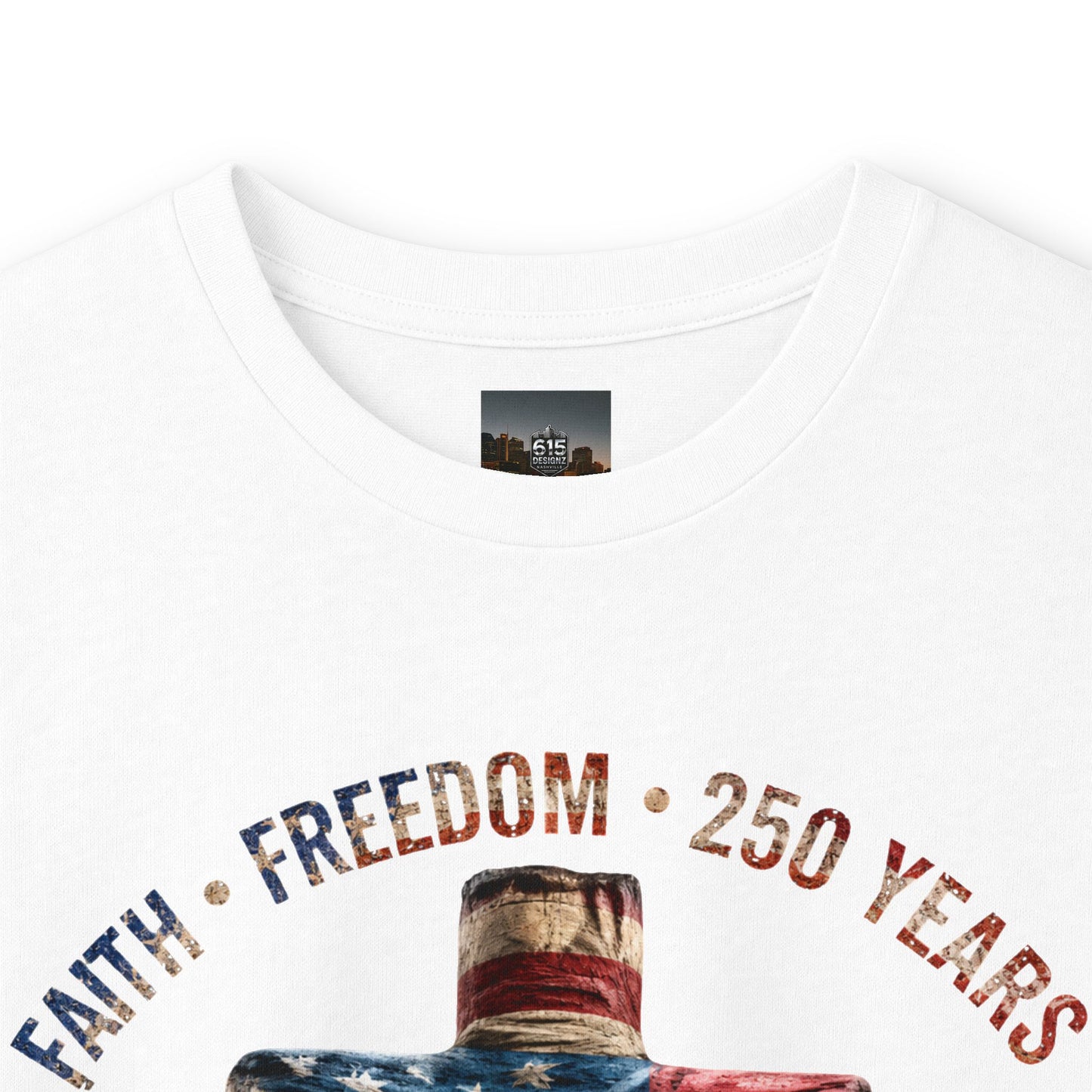#250 Faith • Freedom 250 Years American Flag Cross & Eagle 1776-2026 Long Sleeve Tee