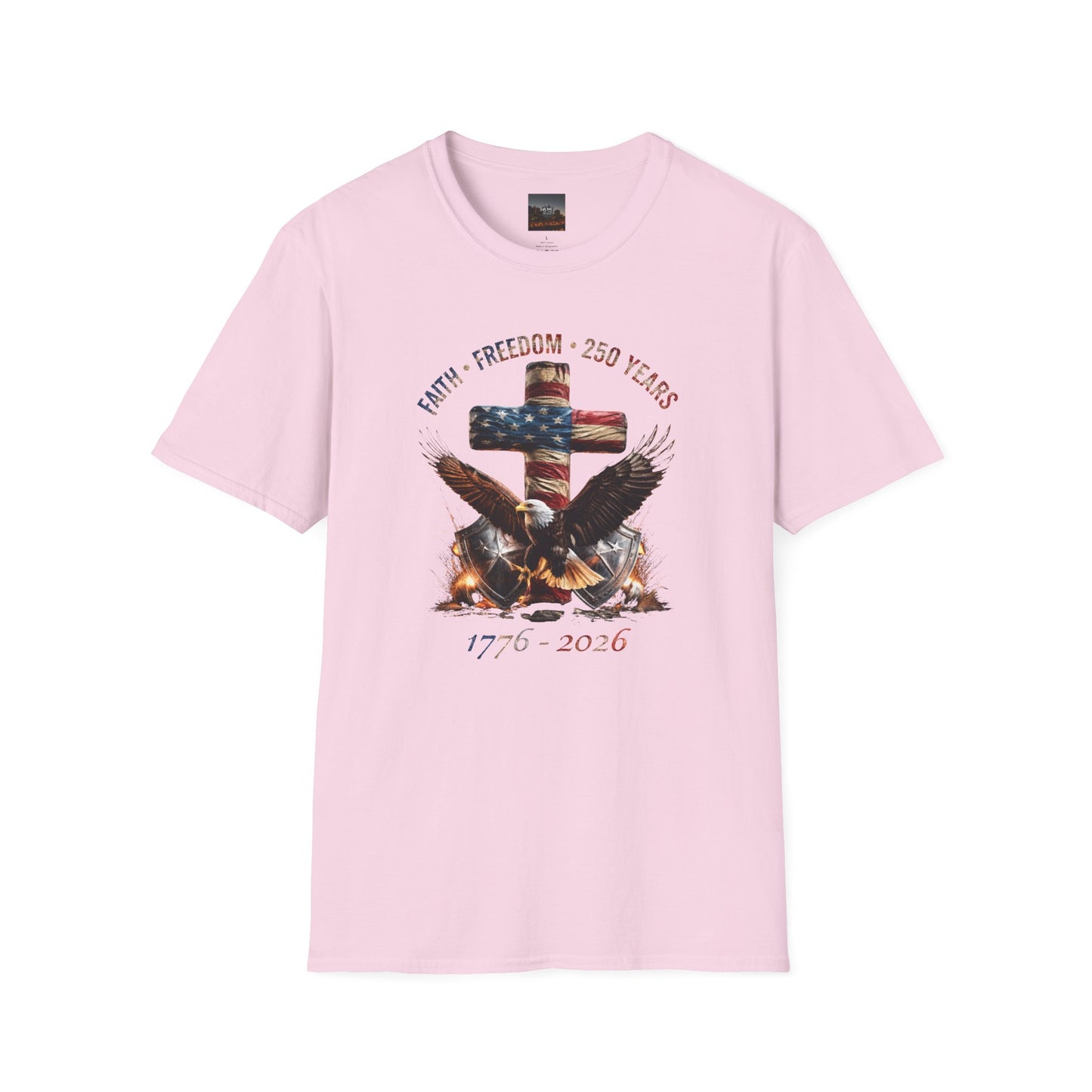 #250 Faith • Freedom 250 Years American Flag Cross & Eagle 1776-2026 T-Shirt