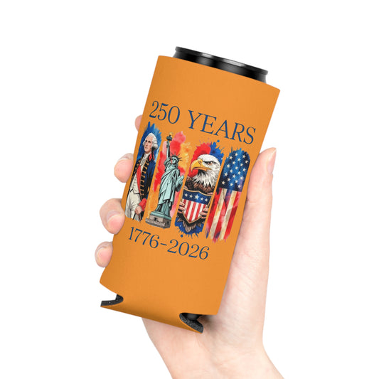 #250 250 Years American History Celebration 1776–2026 Patriotic Can Cooler - Beverage Koozie