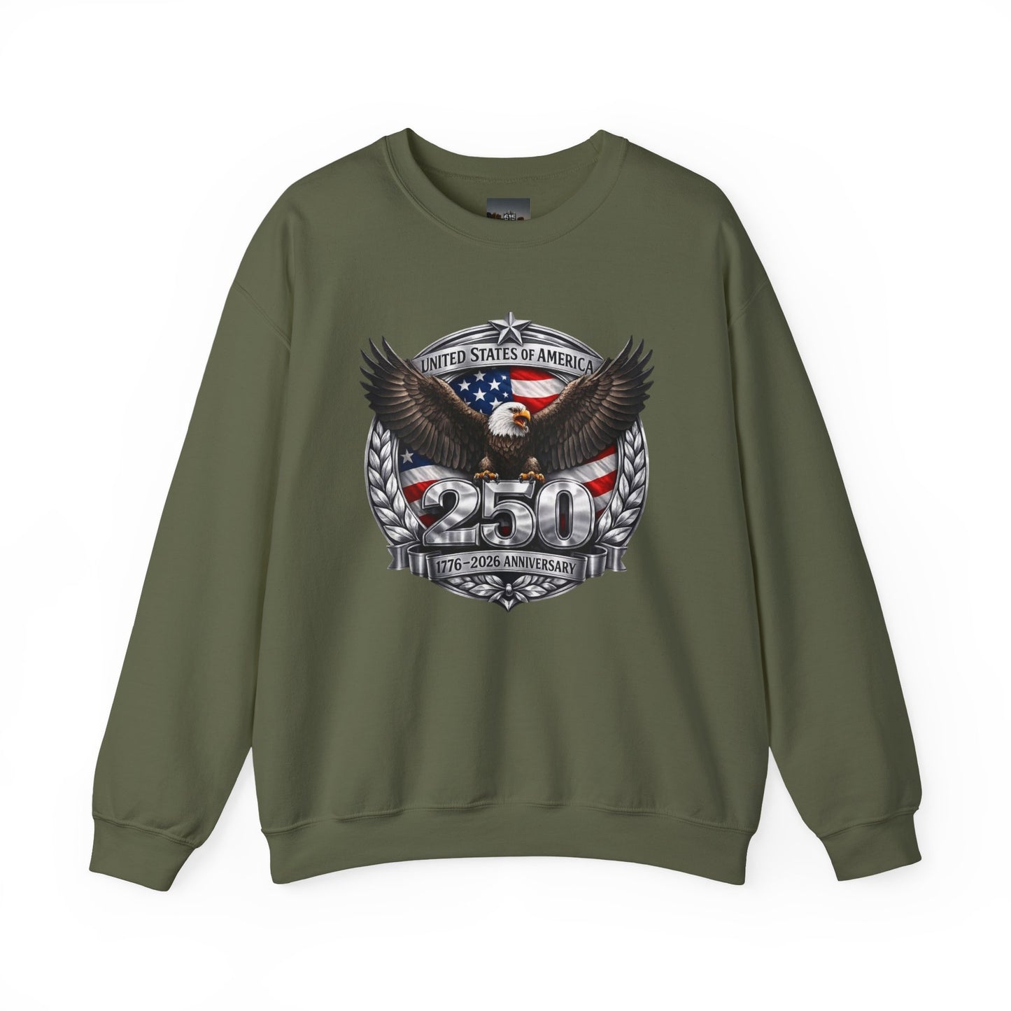 #250 Patriotic Bald Eagle 250 United States Emblem Crewneck Sweatshirt