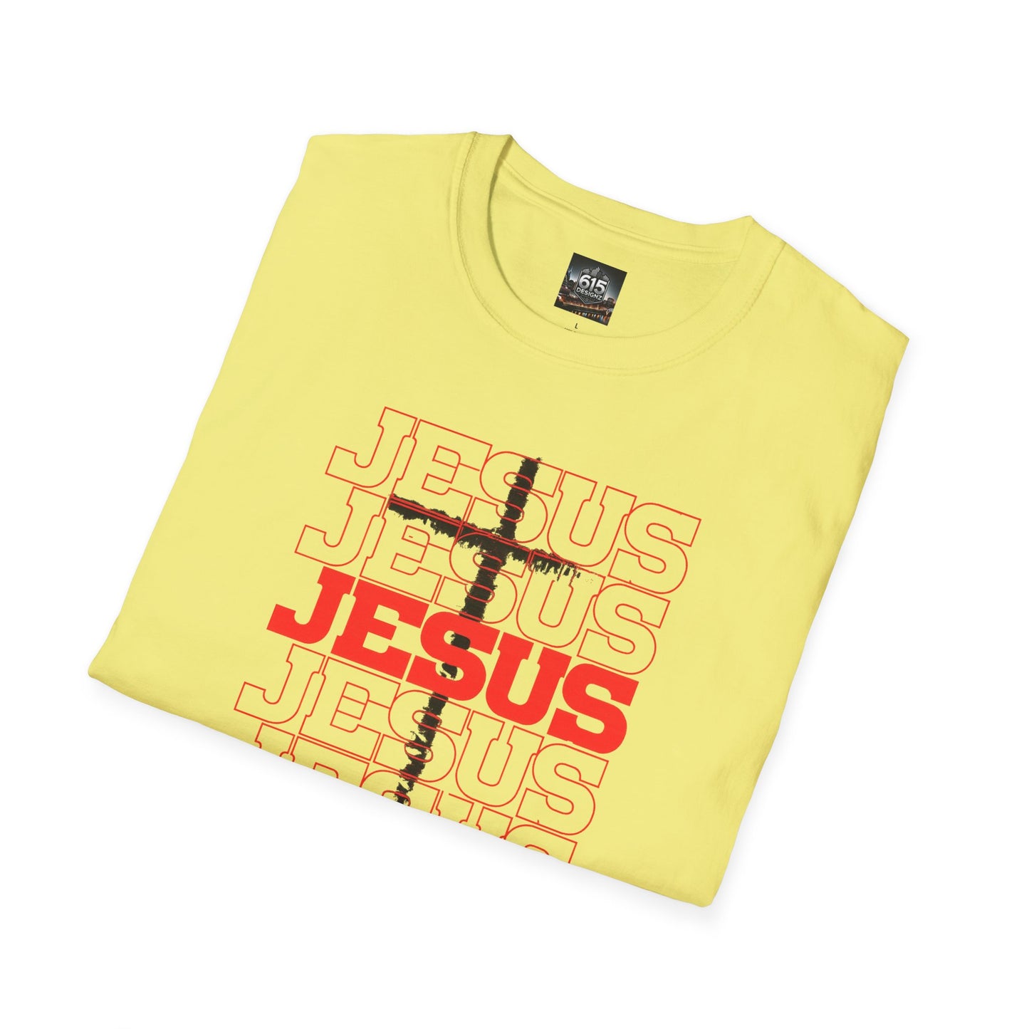 Jesus Cross Red Text Black Cross Graphic T-Shirt — Religious Faith Tee