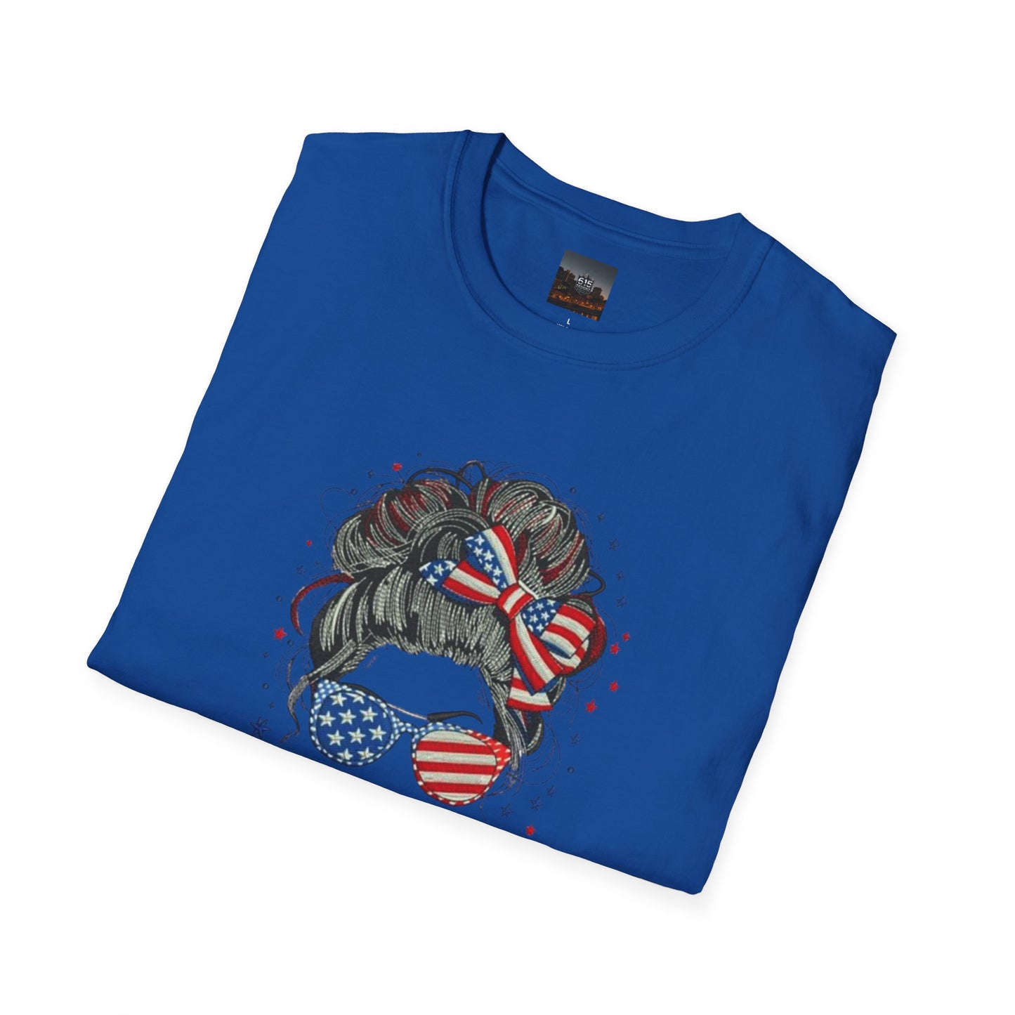 #250 "All American Girl" Patriotic Messy Bun T-Shirt