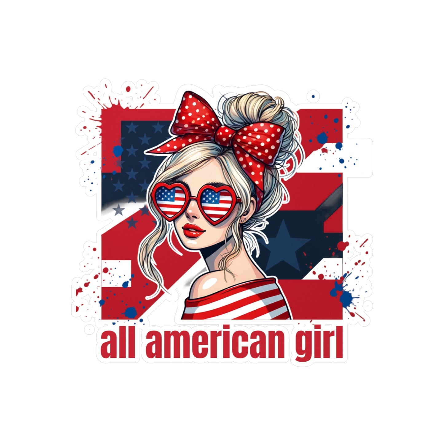 #250 All American Girl Patriotic Vinyl Sticker Kiss-Cut Decal (Fourth of July)
