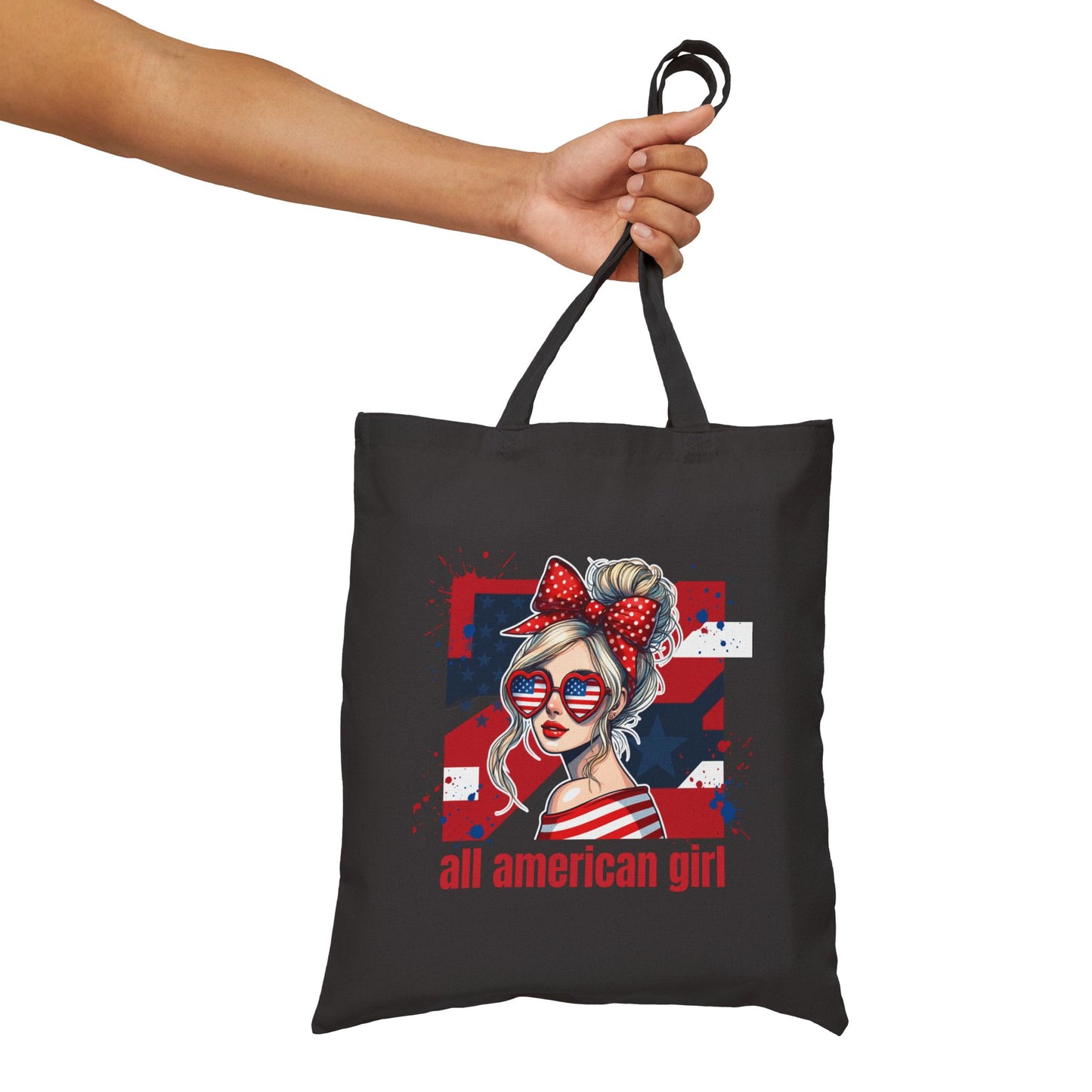 #250 All American Girl Patriotic Canvas Tote Bag