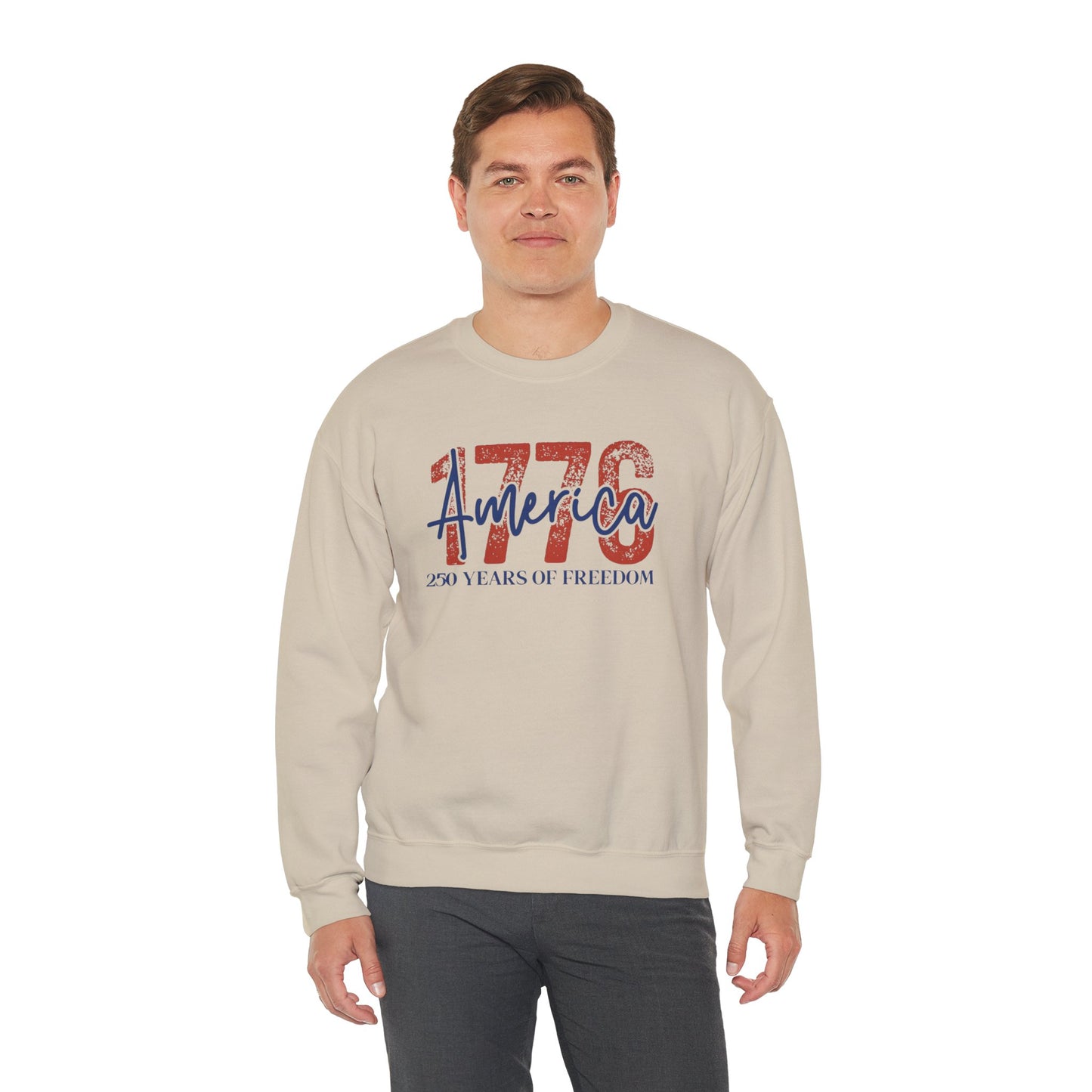 #250 1776 America: 250 Years of Freedom' Patriotic Independence Day Crewneck Sweatshirt