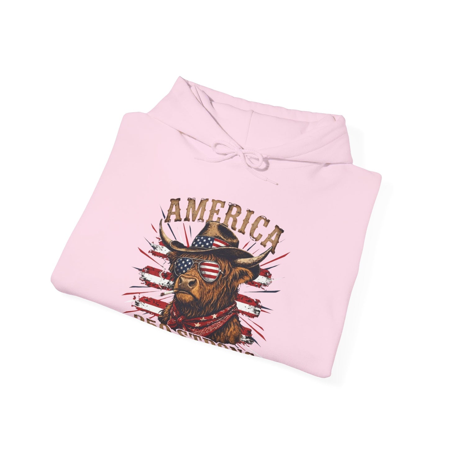 #250 America 250 Strong Patriotic Bull with American Flag Hoodie