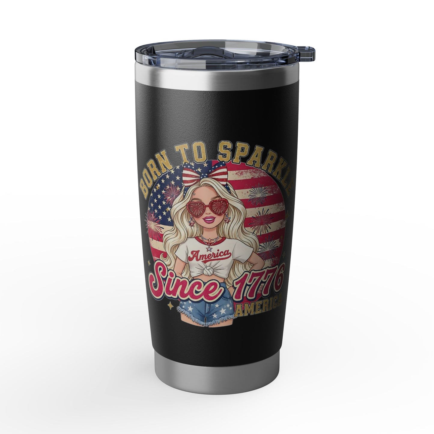 #250 "Born to Sparkle Since 1776" Patriotic 20oz Stainless Travel Tumbler 'Vagabond'