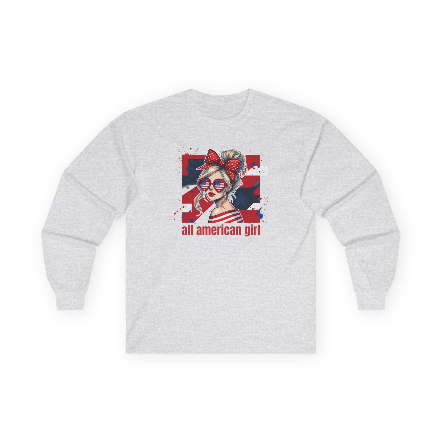 #250 All American Girl Patriotic Long Sleeve Tee